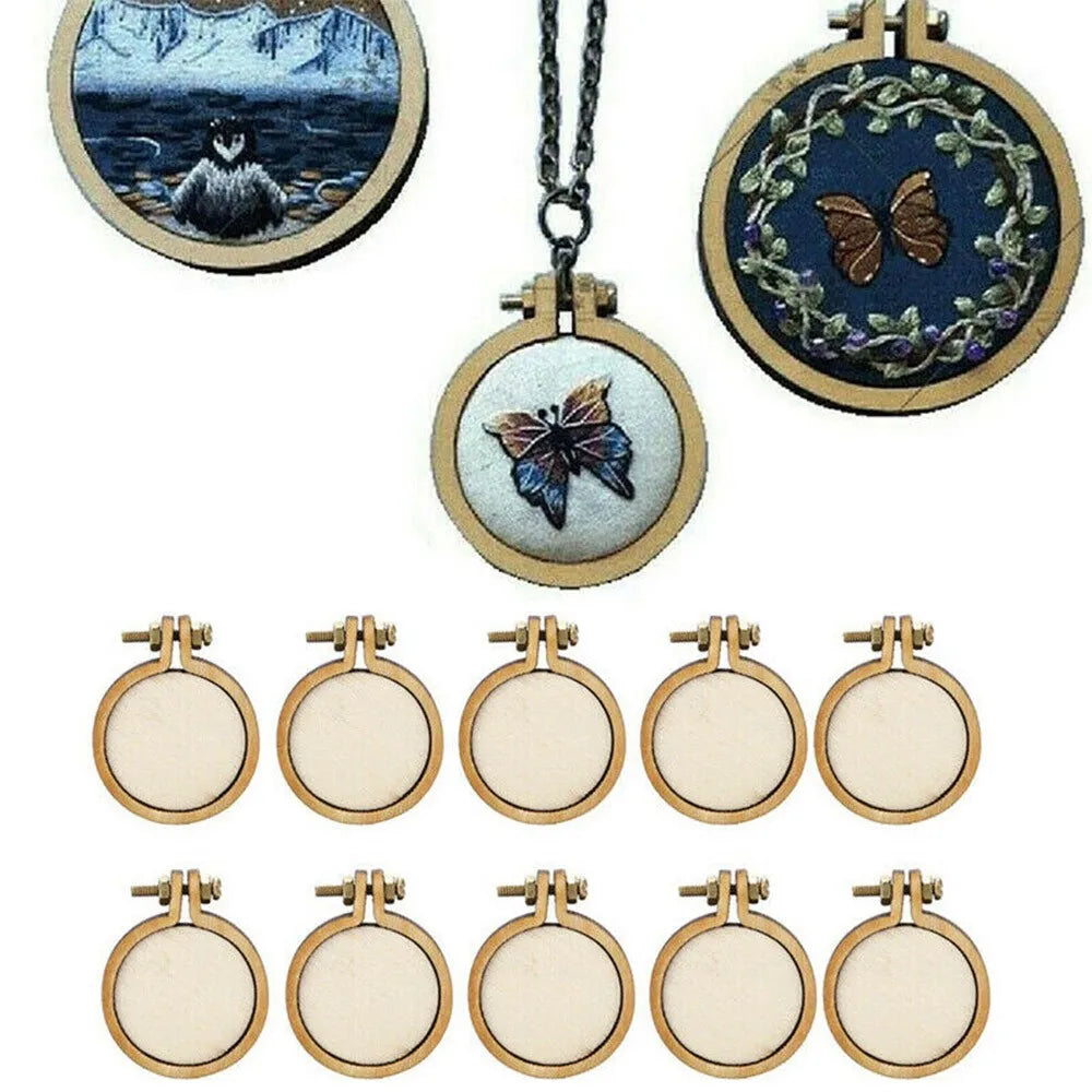 10Pcs Wooden Mini Embroidery Hoop