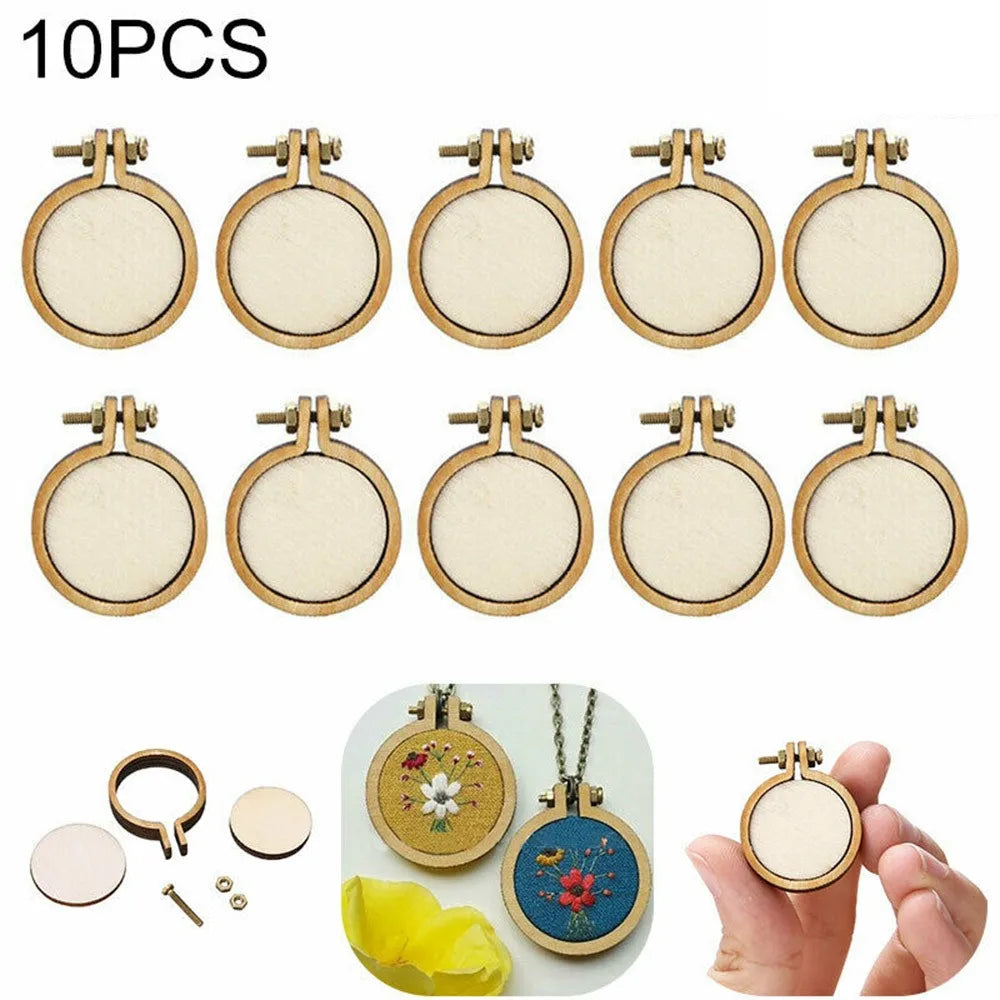 10Pcs Wooden Mini Embroidery Hoop