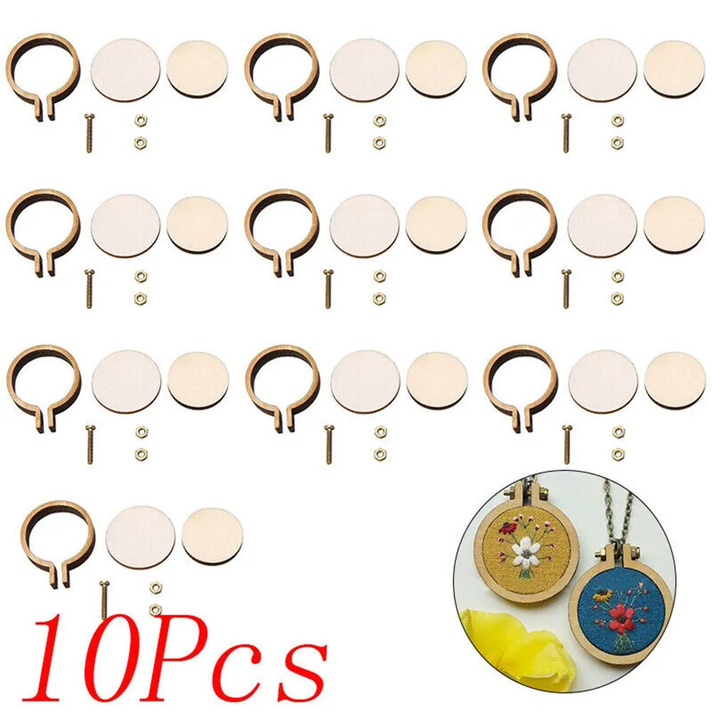 10Pcs Wooden Mini Embroidery Hoop