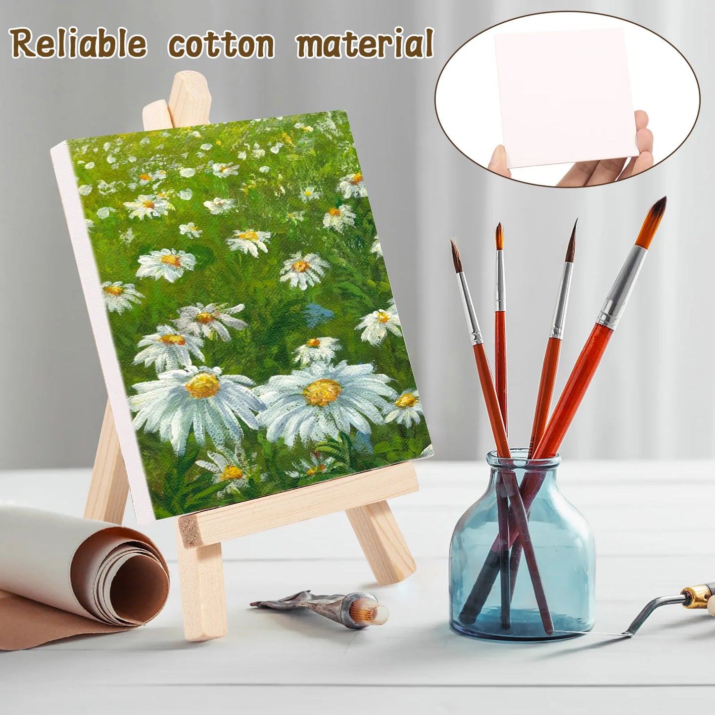14pcs Mini Canvas And Wooden Easel Set