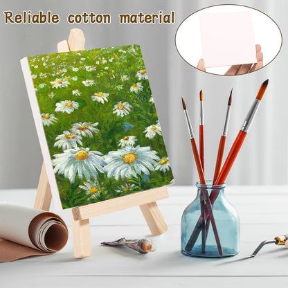 14pcs Mini Canvas And Wooden Easel Set