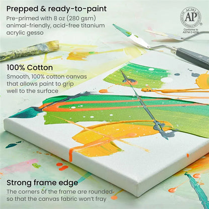 Pack of 4 White Blank Square Cotton Canvas Wooden Board Frame