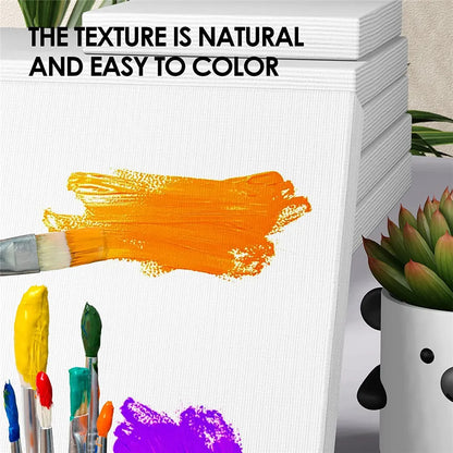 Pack of 4 White Blank Square Cotton Canvas Wooden Board Frame