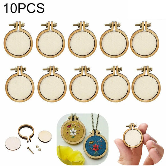 10Pcs Wooden Mini Embroidery Hoop