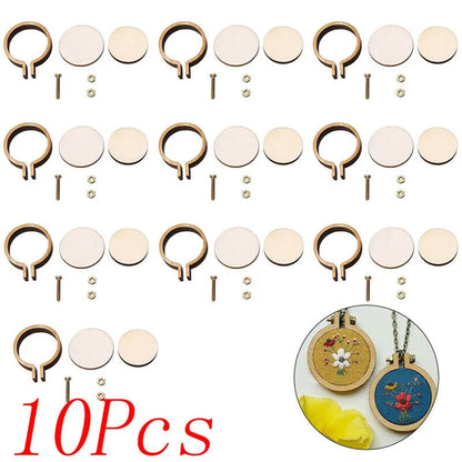10Pcs Wooden Mini Embroidery Hoop
