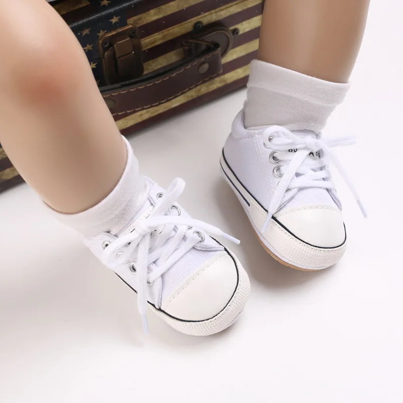 Meckior Baby Sneakers Baby Boys Girls Canvas Shoes Non-slip Rubber Sole Comfortable Soft Unisex Baby Basketball Shoes 0-18M