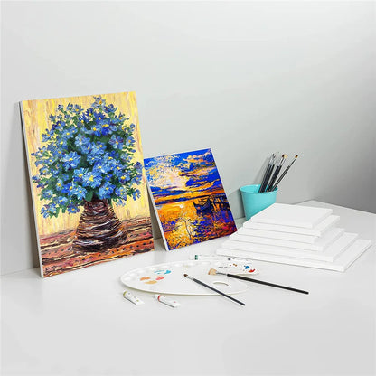 Pack of 4 White Blank Square Cotton Canvas Wooden Board Frame