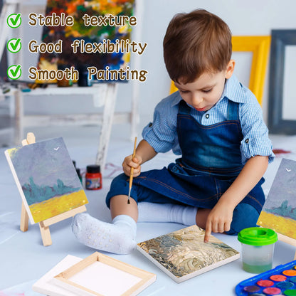 14pcs Mini Canvas And Wooden Easel Set