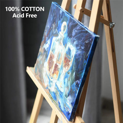 Pack of 4 White Blank Square Cotton Canvas Wooden Board Frame
